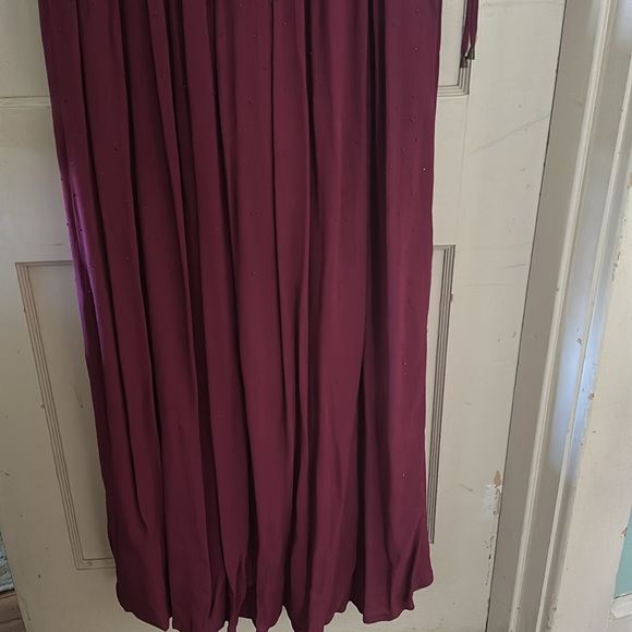 Free People Long Beaded Boho Burgundy Gown NWOT - Picture 8 of 9
